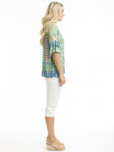 Load image into Gallery viewer, Orientique Jaipur Borders Green Frill Sleeve Boho Tassel Trim Woven Blouse - Boutique on the Green