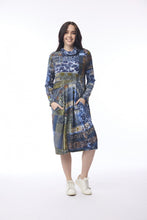 Load image into Gallery viewer, Orientique Isfahan Blue Cowl Neck Stretch Jersey Bubble Dress 31049
