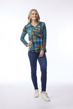 Load image into Gallery viewer, Orientique Contemporary Batik Blue Multi Pure Cotton Jersey T-Shirt