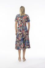 Load image into Gallery viewer, Orientique Buzios Print Crinkle Short Sleeve Godet Midi Dress 30210 - Boutique on the Green