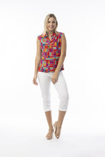 Load image into Gallery viewer, Orientique Peru Printed Open Collar Organic Cotton Woven Sleeveless Shirt 72563 - Boutique on the Green