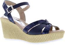 Load image into Gallery viewer, Adesso leather shimmer front twist wedge shoe - Boutique on the Green