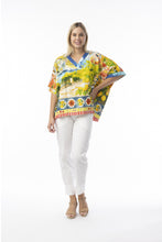 Load image into Gallery viewer, Orientique Amalfi Printed V Neck Oversized Woven Blouse 32444 - Boutique on the Green