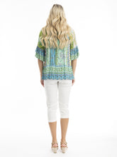 Load image into Gallery viewer, Orientique Jaipur Borders Green Frill Sleeve Boho Tassel Trim Woven Blouse - Boutique on the Green