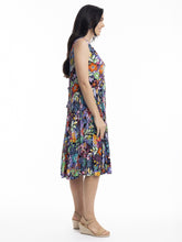 Load image into Gallery viewer, Orientique Grenada Multi Print Crinkle Sleeveless Godet Dress - Boutique on the Green