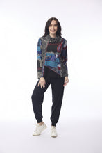 Load image into Gallery viewer, Orientique Benin Multi Patch Cowl Neck Stretch Jersey Tunic 62794