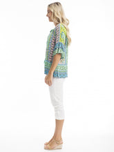 Load image into Gallery viewer, Orientique Jaipur Borders Green Frill Sleeve Boho Tassel Trim Woven Blouse - Boutique on the Green