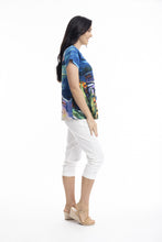 Load image into Gallery viewer, Orientique Santorini Printed Contemporary V Neck Short Sleeve Organic Cotton Jersey Stretch T-Shirt - Boutique on the Green