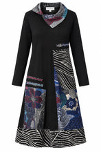 Load image into Gallery viewer, Orientique Benin Solid Patch Cowl Neck Zip Stretch Jersey Tunic Dress 61778