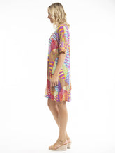 Load image into Gallery viewer, Orientique Abstract Print Elbow Sleeve Loose Flared Contemporary Dress - Boutique on the Green