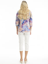 Load image into Gallery viewer, Orientique Radhanagar Multi Print 3/4 Sleeve Front Pleat & Tassel Blouse - Boutique on the Green