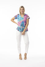 Load image into Gallery viewer, Orientique Marakesh Printed Contemporary V Neck Short Sleeve Organic Cotton Jersey T-Shirt 23098M