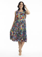 Load image into Gallery viewer, Orientique Grenada Multi Print Crinkle Sleeveless Godet Dress - Boutique on the Green
