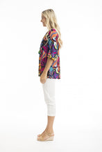 Load image into Gallery viewer, Orientique Copacabana Multi Print 3/4 Sleeve Embellished Tassel Blouse - Boutique on the Green