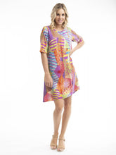 Load image into Gallery viewer, Orientique Abstract Print Elbow Sleeve Loose Flared Contemporary Dress - Boutique on the Green