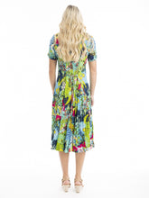 Load image into Gallery viewer, Orientique Elafonissi Print Crinkle Short Sleeve Godet Midi Dress - Boutique on the Green