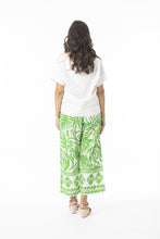 Load image into Gallery viewer, Orientique Suriname Green Printed Loose Organic Cotton Cropped Trousers 4653 - Boutique on the Green