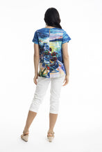 Load image into Gallery viewer, Orientique Santorini Printed Contemporary V Neck Short Sleeve Organic Cotton Jersey Stretch T-Shirt - Boutique on the Green