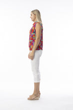 Load image into Gallery viewer, Orientique Peru Printed Open Collar Organic Cotton Woven Sleeveless Shirt 72563 - Boutique on the Green