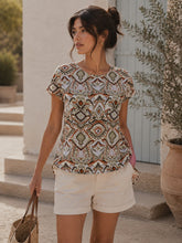 Load image into Gallery viewer, B Young Joella Short Sleeve Spun Viscose Woven Top With Back Pleat Detail