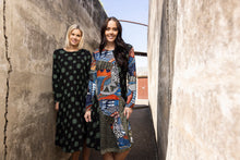 Load image into Gallery viewer, Orientique Bohemian Rhapsody Patch A-Line Long Sleeve Jersey Dress 20075 - Boutique on the Green