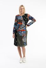 Load image into Gallery viewer, Orientique Bohemian Rhapsody Patch A-Line Long Sleeve Jersey Dress 20075 - Boutique on the Green
