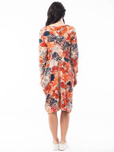 Load image into Gallery viewer, Orientique Brontes Indigo & Rust Mix Pure Cotton Jersey 3/4 Sleeve Panel Bubble Dress - Boutique on the Green