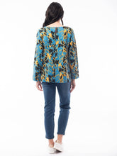 Load image into Gallery viewer, Orientique Dionysus Multi Mix Paint Splash Jersey Long Sleeve Panel Swing Top - Boutique on the Green