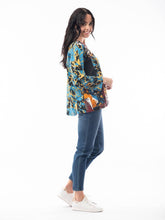 Load image into Gallery viewer, Orientique Dionysus Multi Mix Paint Splash Jersey Long Sleeve Panel Swing Top - Boutique on the Green