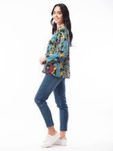 Load image into Gallery viewer, Orientique Dionysus Multi Mix Paint Splash Jersey Long Sleeve Panel Swing Top - Boutique on the Green