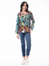 Load image into Gallery viewer, Orientique Dionysus Multi Mix Paint Splash Jersey Long Sleeve Panel Swing Top - Boutique on the Green