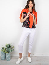 Load image into Gallery viewer, White Foil signature fuss-free plain 7/8 stretch trapeze trousers, showcasing a relaxed fit and smooth fabric.