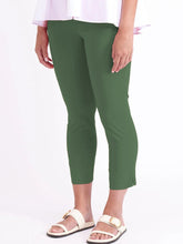 Load image into Gallery viewer, Foil Signature 7/8 plain coloured pull-on trousers in Havana dark green, casual and comfortable women's trousers.