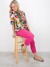 Load image into Gallery viewer, Foil Signature Fuss Free Plain Capri 7/8 Stretch Trapeze Trousers - Pink Flash - Boutique on the Green