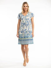 Load image into Gallery viewer, Orientique Rhodes Printed Easy Fit Organic Cotton Short Sleeve Crinkle Woven Dress - Boutique on the Green