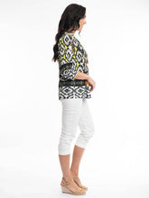 Load image into Gallery viewer, Orientique Izmir Green Printed Boho Pintuck 3/4 Sleeve Woven Blouse - Boutique on the Green