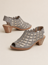 Load image into Gallery viewer, Rieker soft leather interweave slingback heel sandal