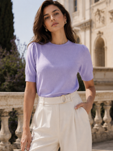 Load image into Gallery viewer, Saint Tropez Milasz Lavender Melange Fine Knit Short Sleeve Jumper