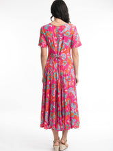 Load image into Gallery viewer, Orientique Symi Print Crinkle Short Sleeve Godet Midi Dress - Boutique on the Green