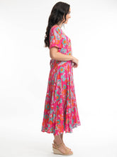 Load image into Gallery viewer, Orientique Symi Print Crinkle Short Sleeve Godet Midi Dress - Boutique on the Green