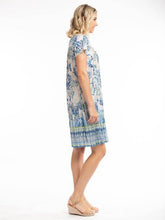 Load image into Gallery viewer, Orientique Rhodes Printed Easy Fit Organic Cotton Short Sleeve Crinkle Woven Dress - Boutique on the Green