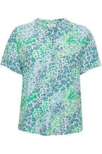 Load image into Gallery viewer, BYoung Joella Printed Mandarin Collar Open Front Short Sleeve Tunic Blouse - Boutique on the Green