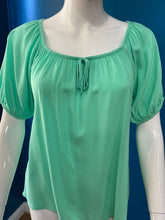 Load image into Gallery viewer, Black BYoung Joella short sleeve gypsy style blouse with front tie detail, showcasing bohemian-inspired design and relaxed fit.