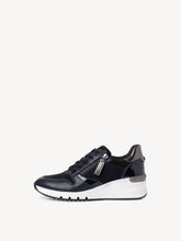 Load image into Gallery viewer, Tamaris Navy Combo Wedge Lace & Zip Up Trainer - Boutique on the Green