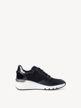 Load image into Gallery viewer, Tamaris Navy Combo Wedge Lace & Zip Up Trainer - Boutique on the Green