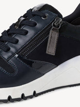 Load image into Gallery viewer, Tamaris Navy Combo Wedge Lace & Zip Up Trainer - Boutique on the Green