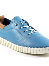 Load image into Gallery viewer, Lunar Flamborough Mid Blue Leather Mock Lace Up Plimsoll - Boutique on the Green