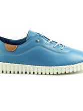 Load image into Gallery viewer, Lunar Flamborough Mid Blue Leather Mock Lace Up Plimsoll - Boutique on the Green