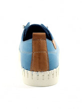 Load image into Gallery viewer, Lunar Flamborough Mid Blue Leather Mock Lace Up Plimsoll - Boutique on the Green