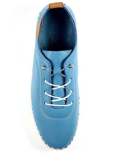 Load image into Gallery viewer, Lunar Flamborough Mid Blue Leather Mock Lace Up Plimsoll - Boutique on the Green